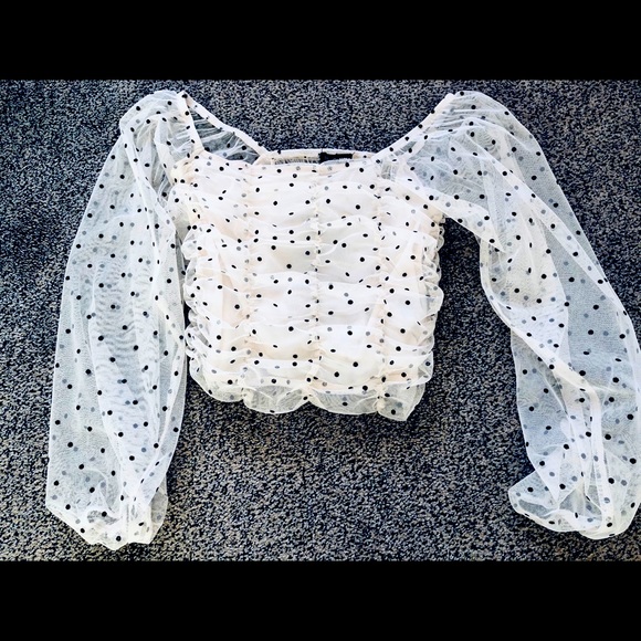 Polka Dot Mesh Top - Picture 4 of 4